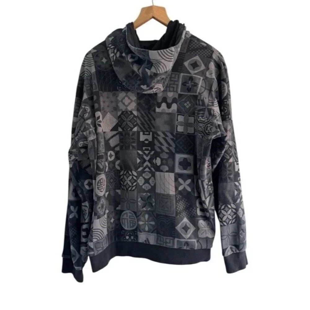 Adidas Men's Sz L CNY Chinese New Year All Over Print Black & Gray Hoodie